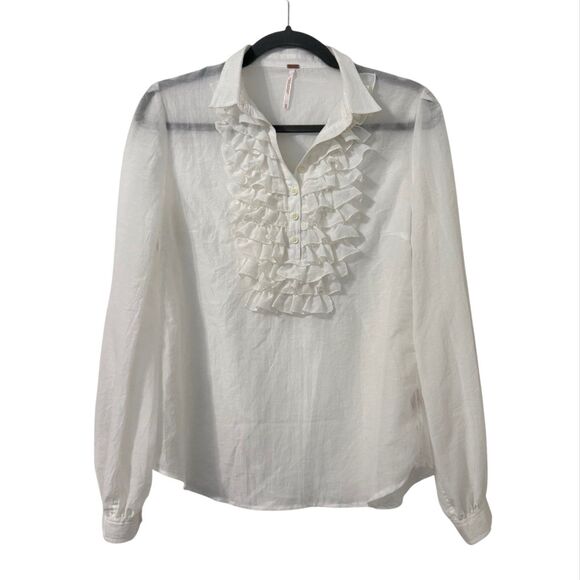 Free People Tops - Free People Ruffle Top XS‎ White Edwardian Coastal Victorian Lightweight